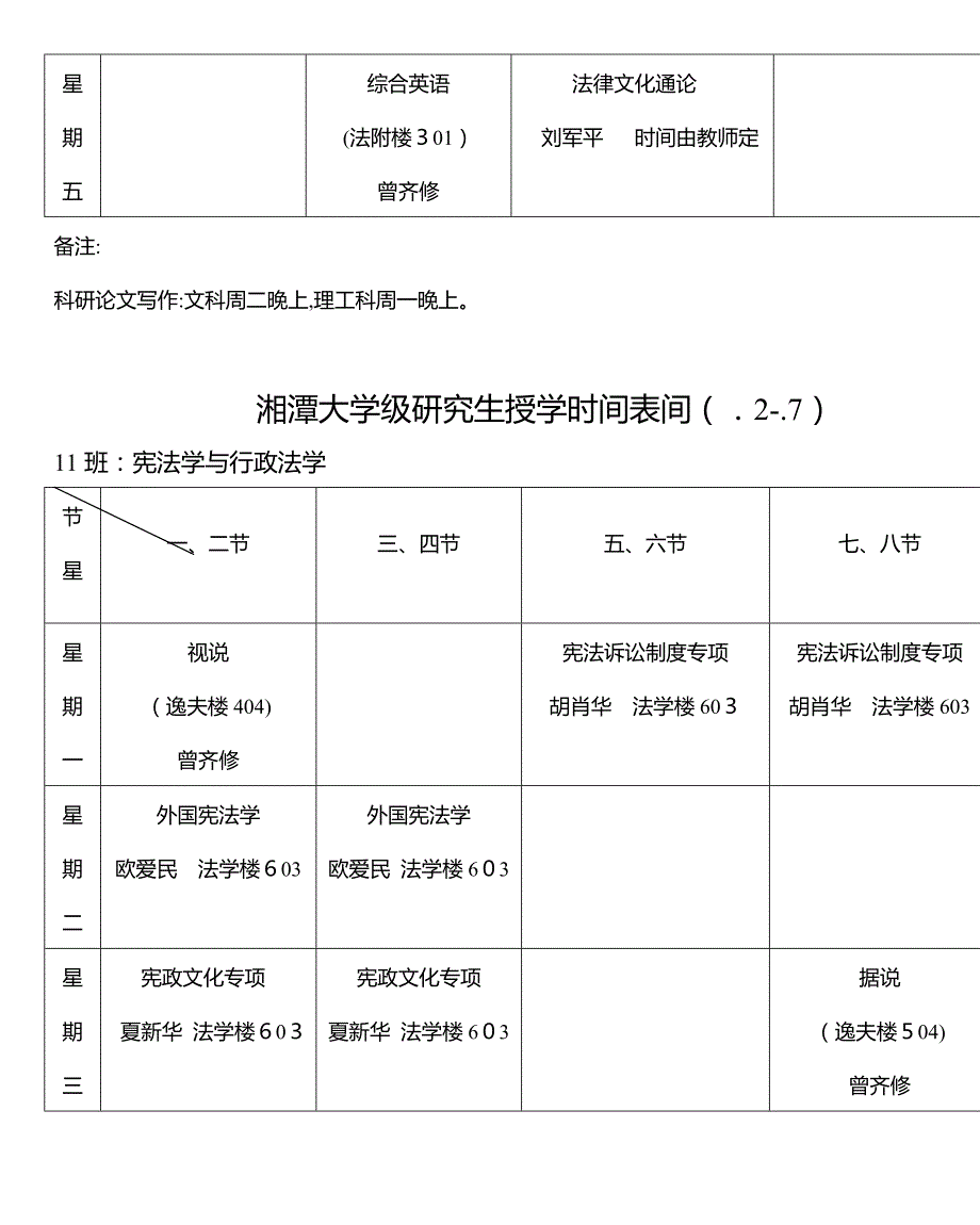 湘潭大学研究生授课时间表间(_第3页