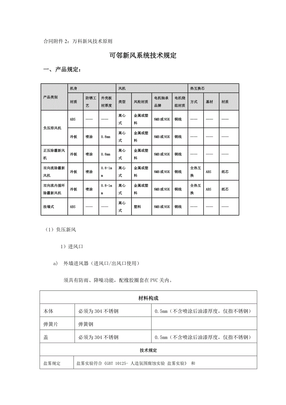 万科新风重点技术重点标准_第1页