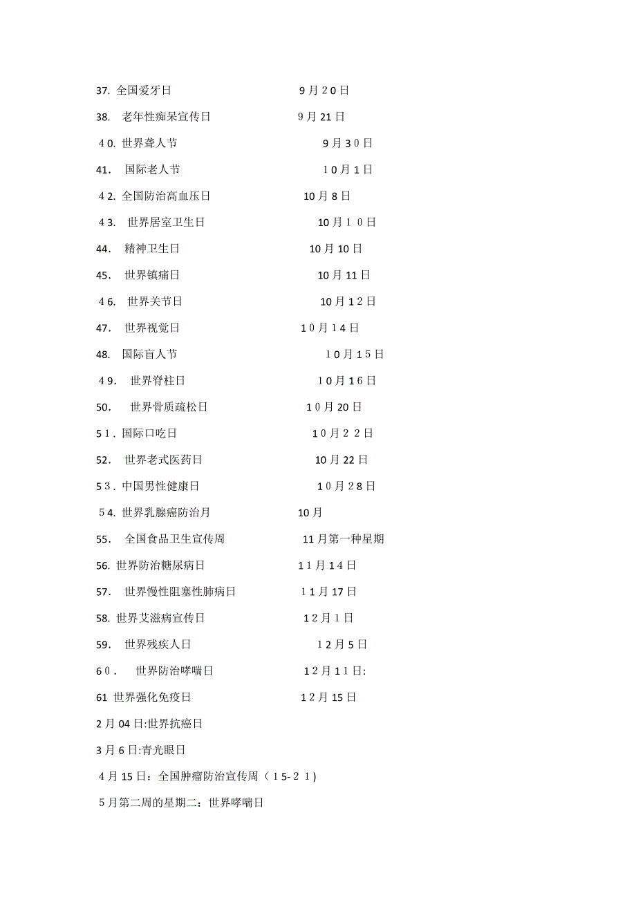 健康节日一览表_第2页