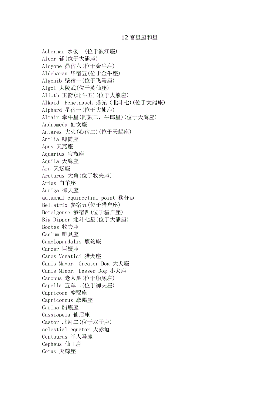 12宫星座和星.doc_第1页