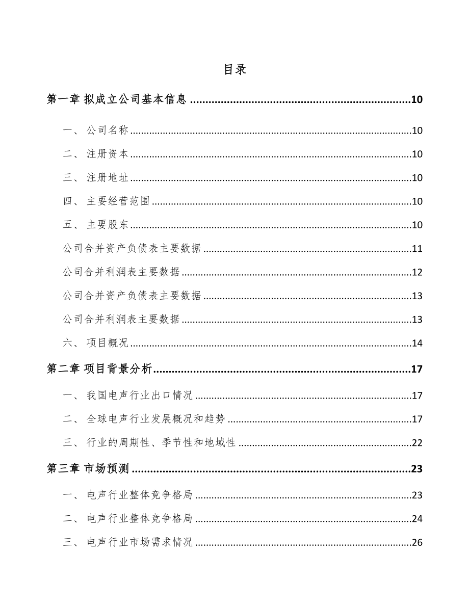 温州关于成立电声产品公司可行性研究报告_第2页