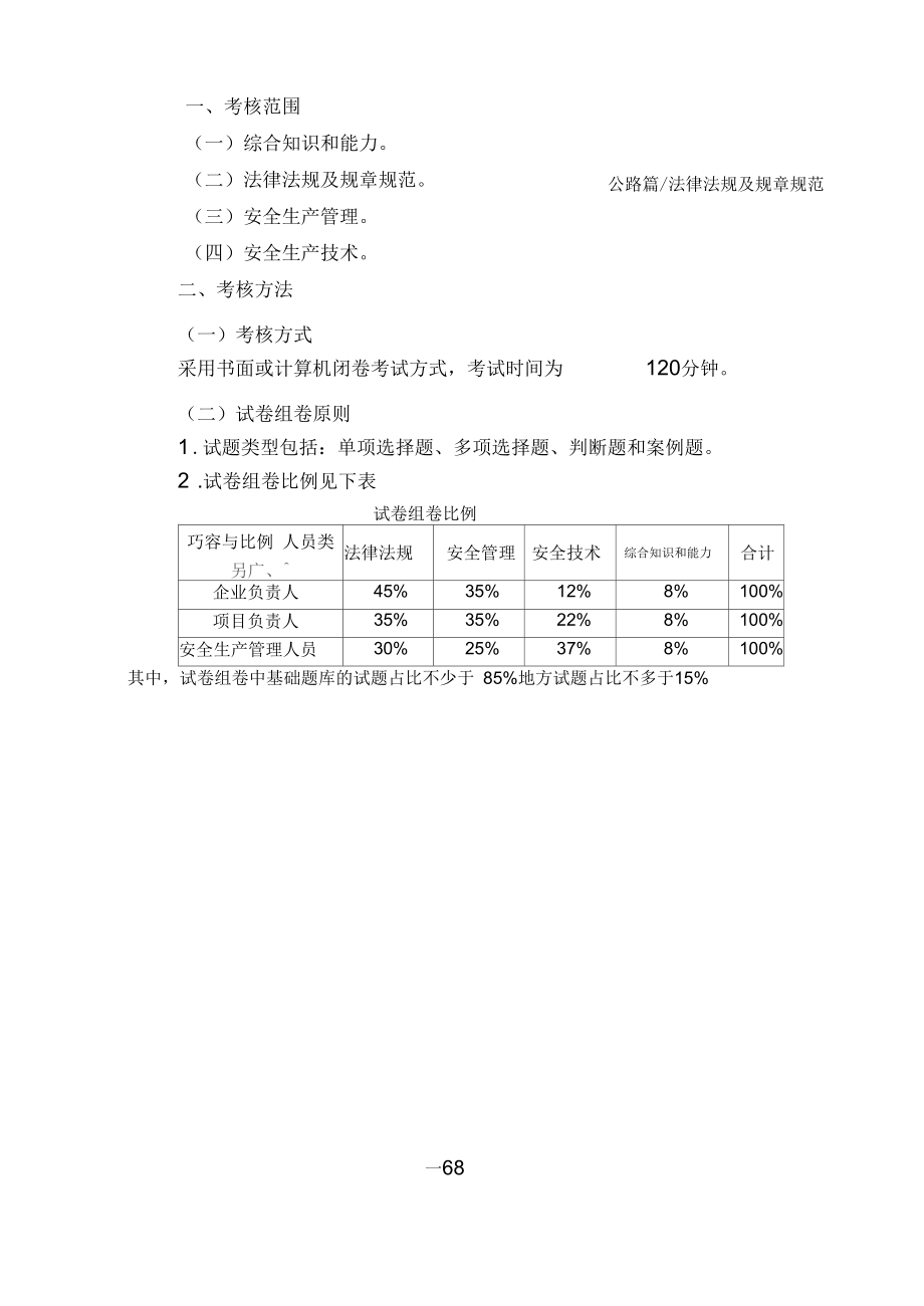 2017版公路水运工程施工企业主要负责人和安全生产管理人员考核大纲及模拟题库_第4页