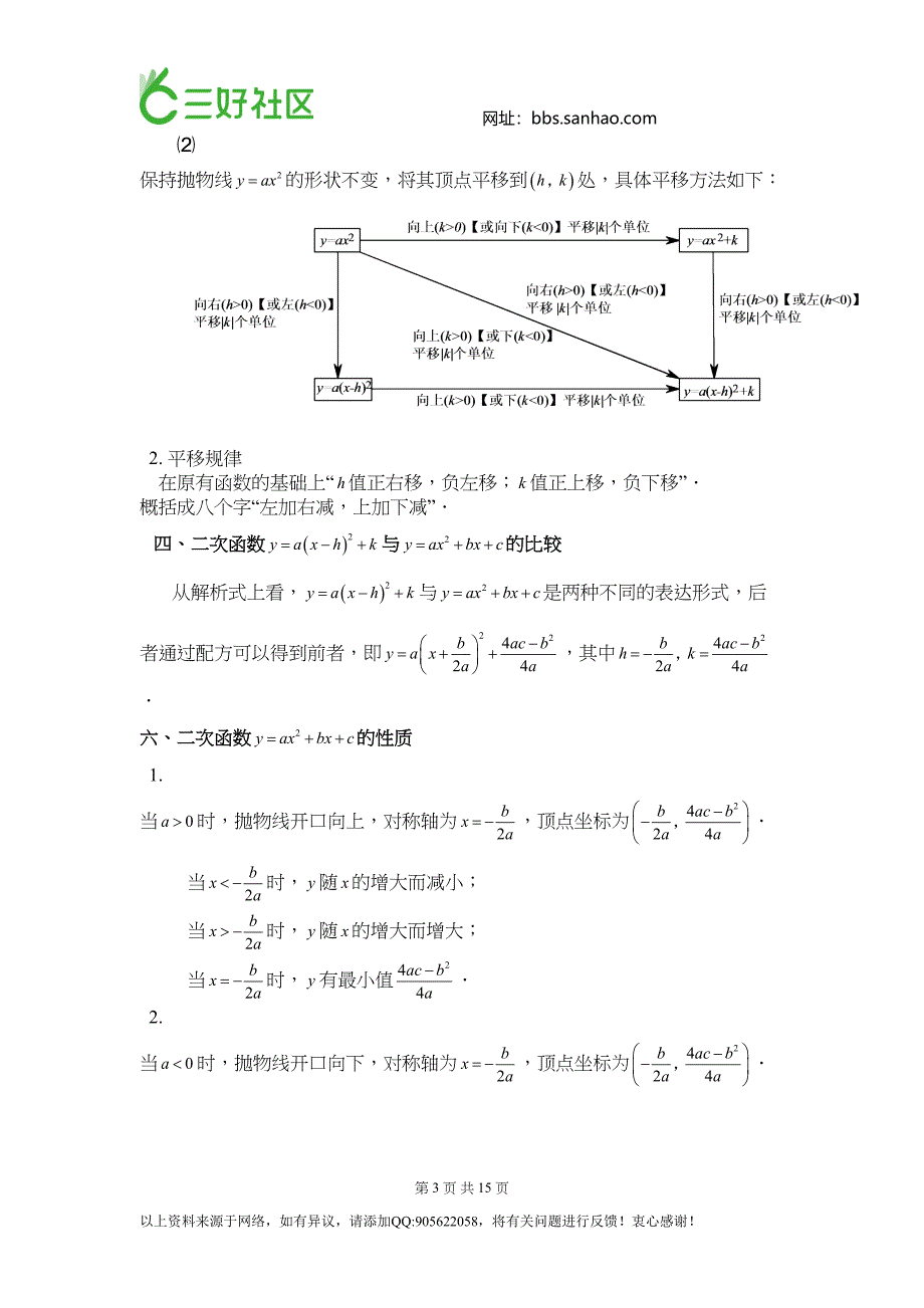 初三数学二次函数知识点总结及经典习题含答案(DOC 15页)_第3页