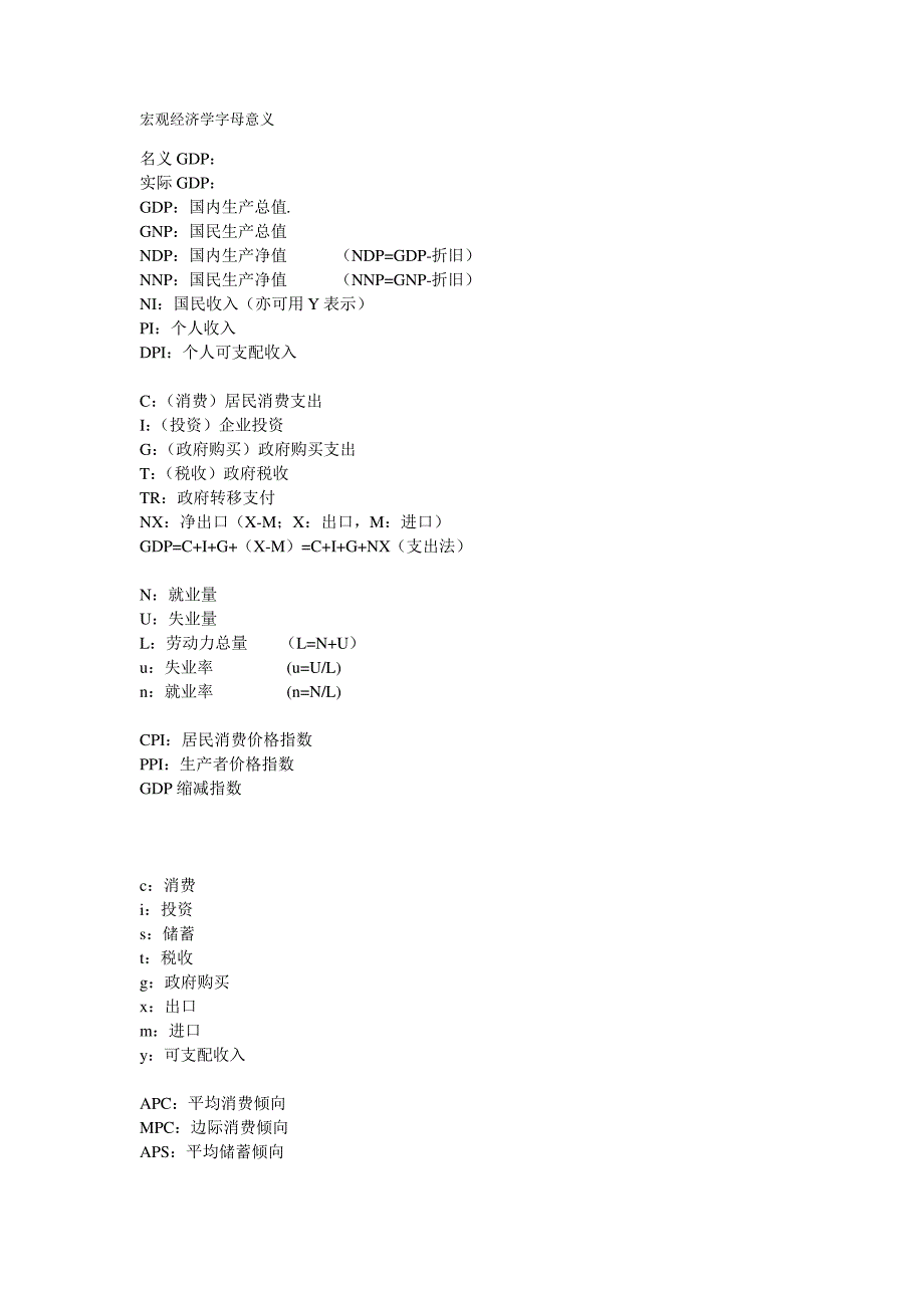 宏观经济学字母意义_第1页