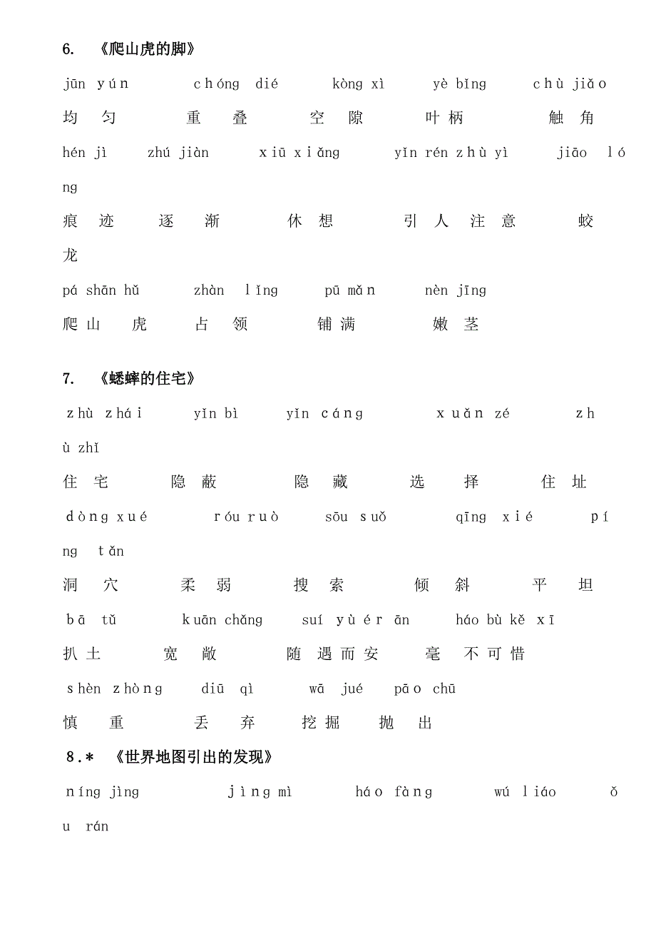 人教版语文四年级上册词语表_第3页