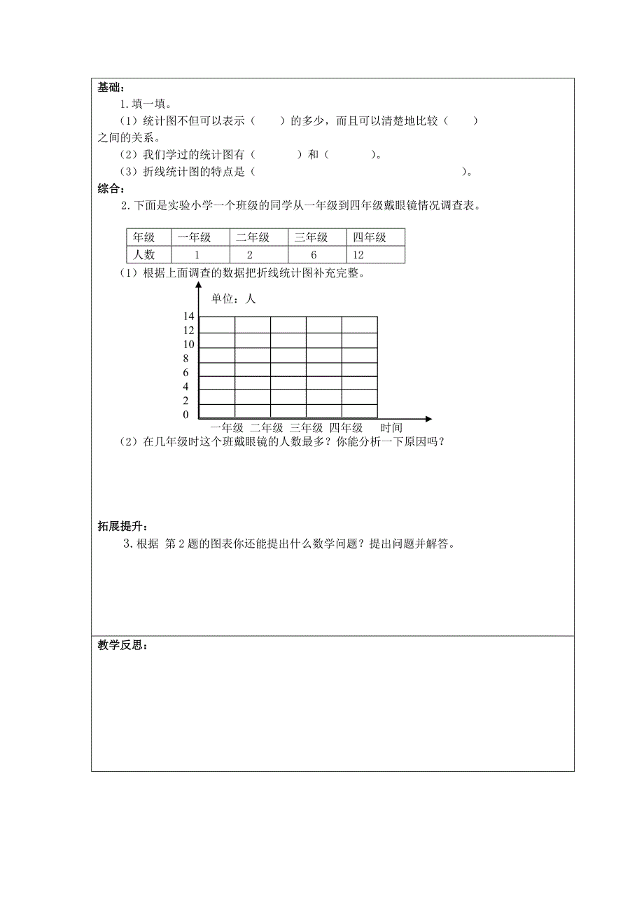 精校版【人教版】小学数学统计复习教案及练习题_第4页