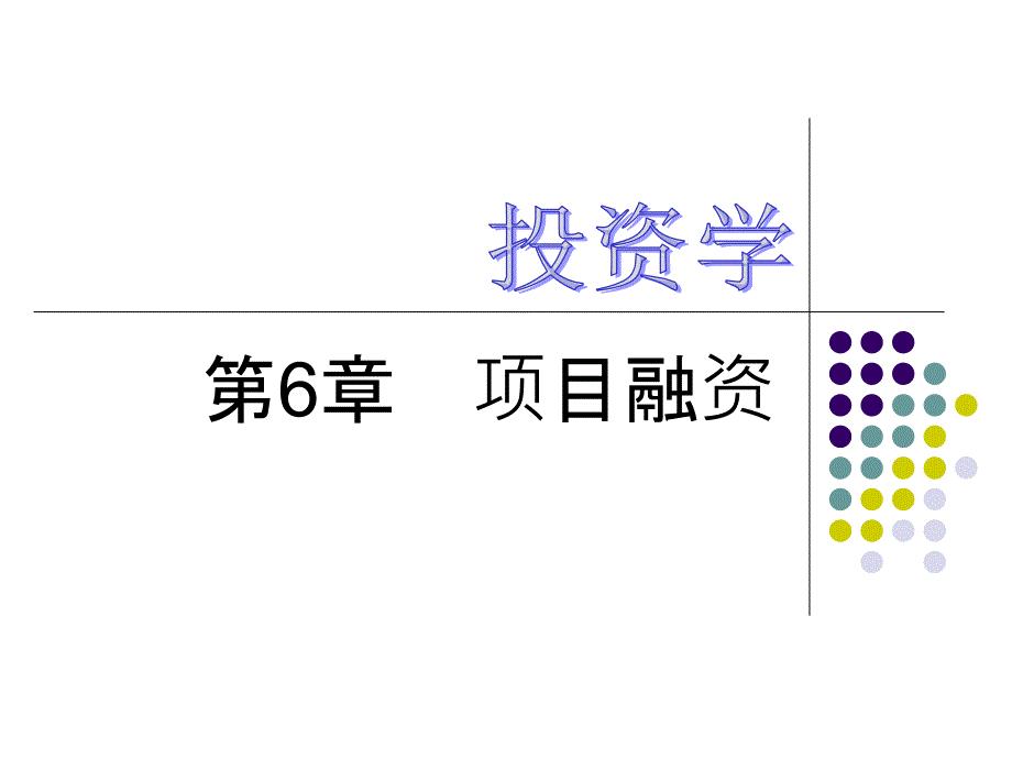投资学之项目融资概述