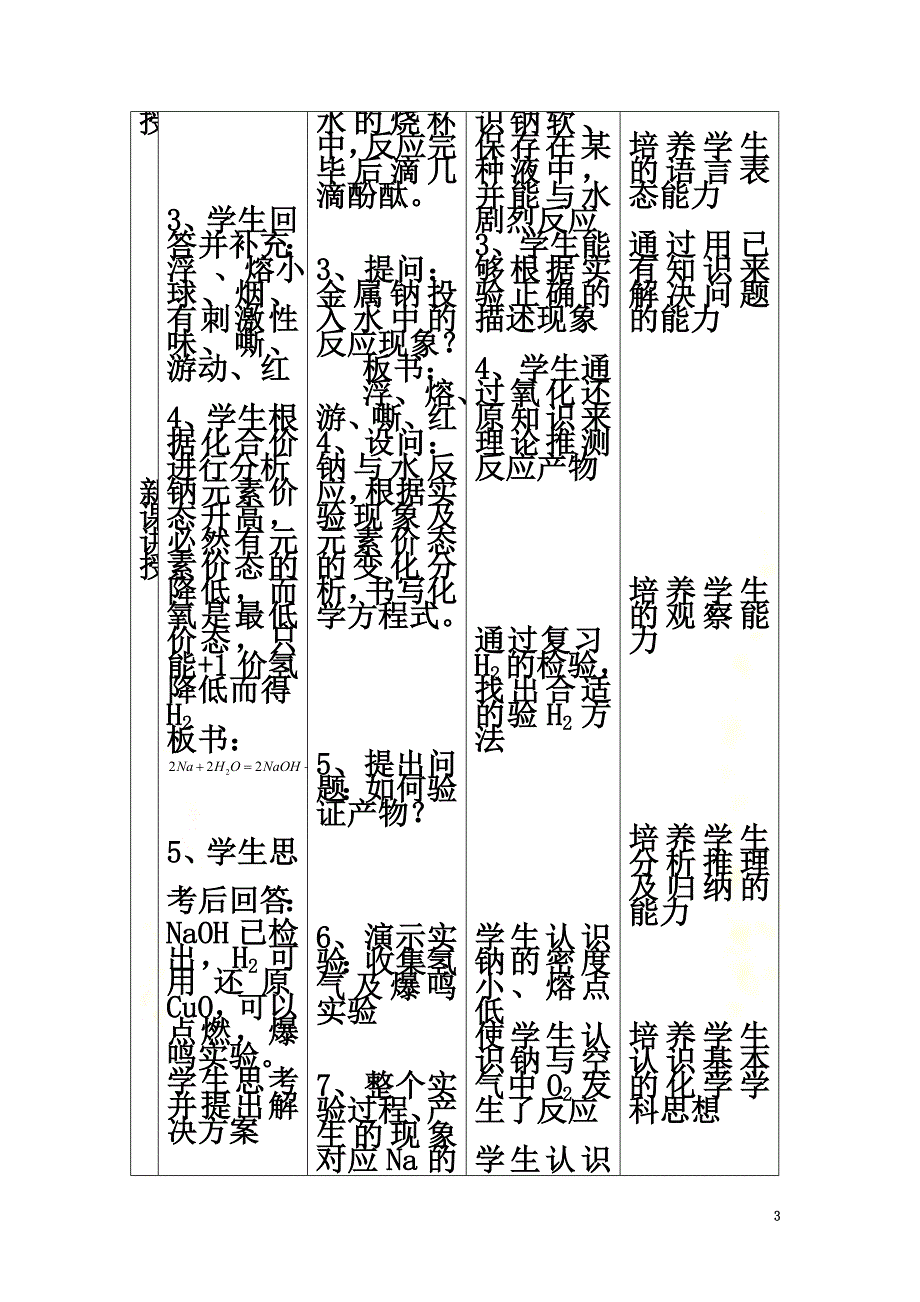 河北省2021学年高中化学钠与水的反应9钠与水的教学设计_第3页