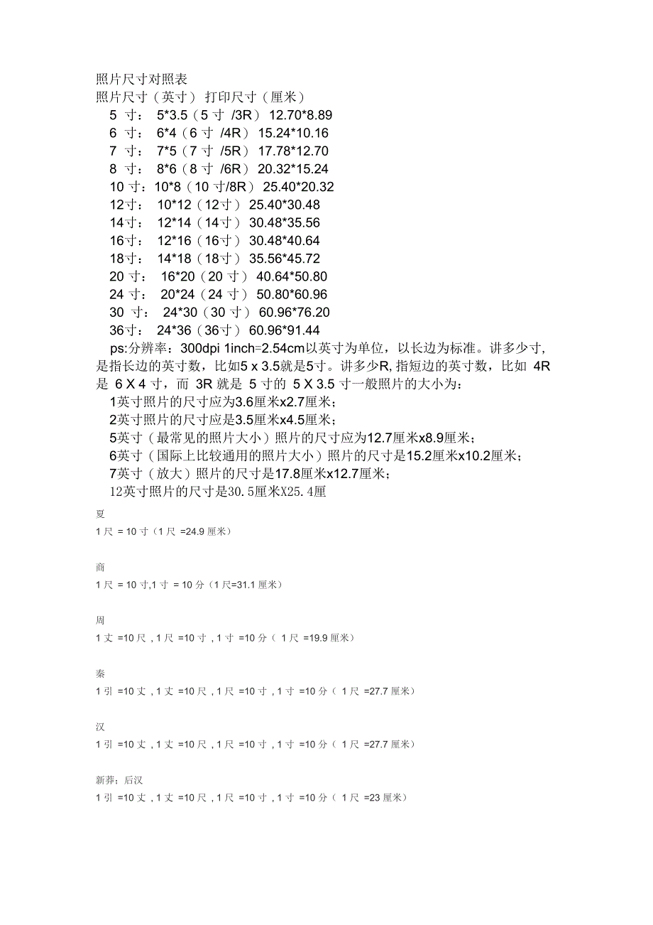 照片尺寸与换算 腰围换算_第1页