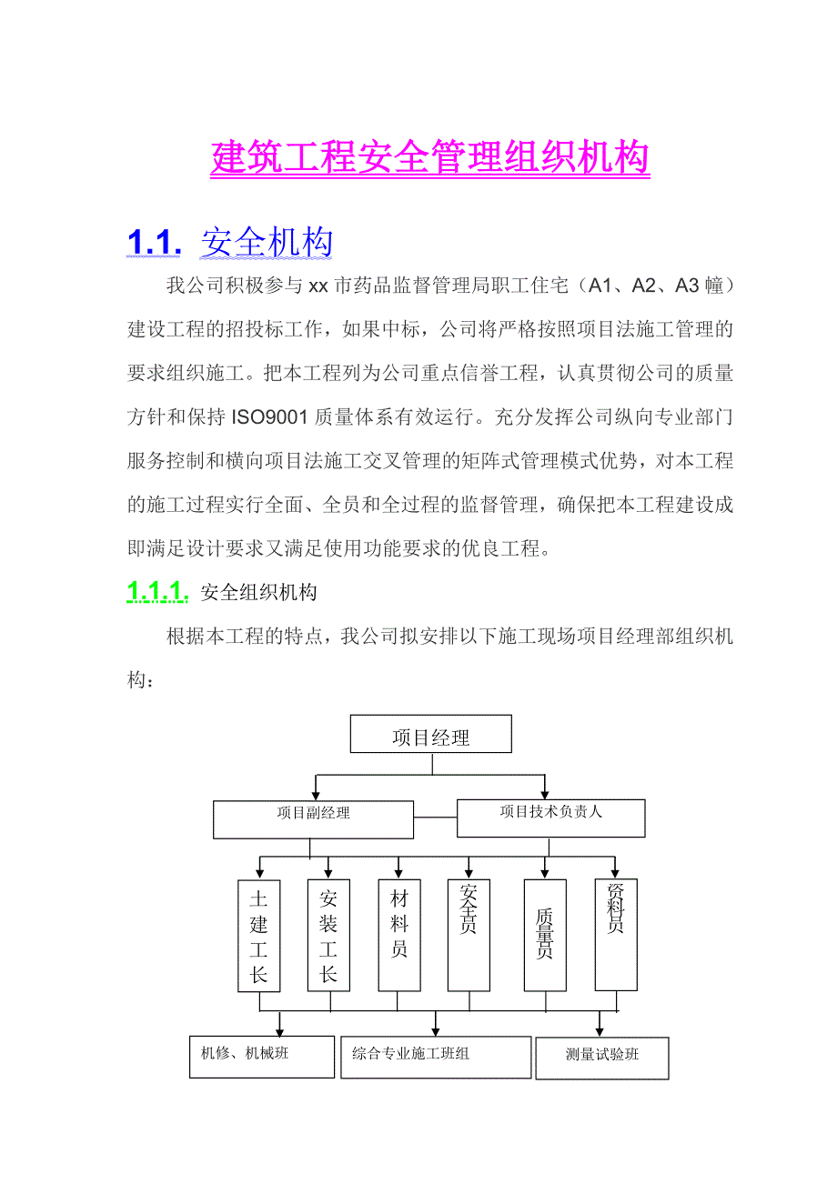 建筑工程安全管理组织机构_第1页