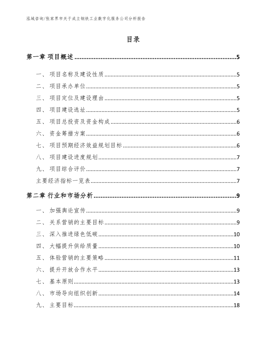 张家界市关于成立钢铁工业数字化服务公司分析报告_第1页