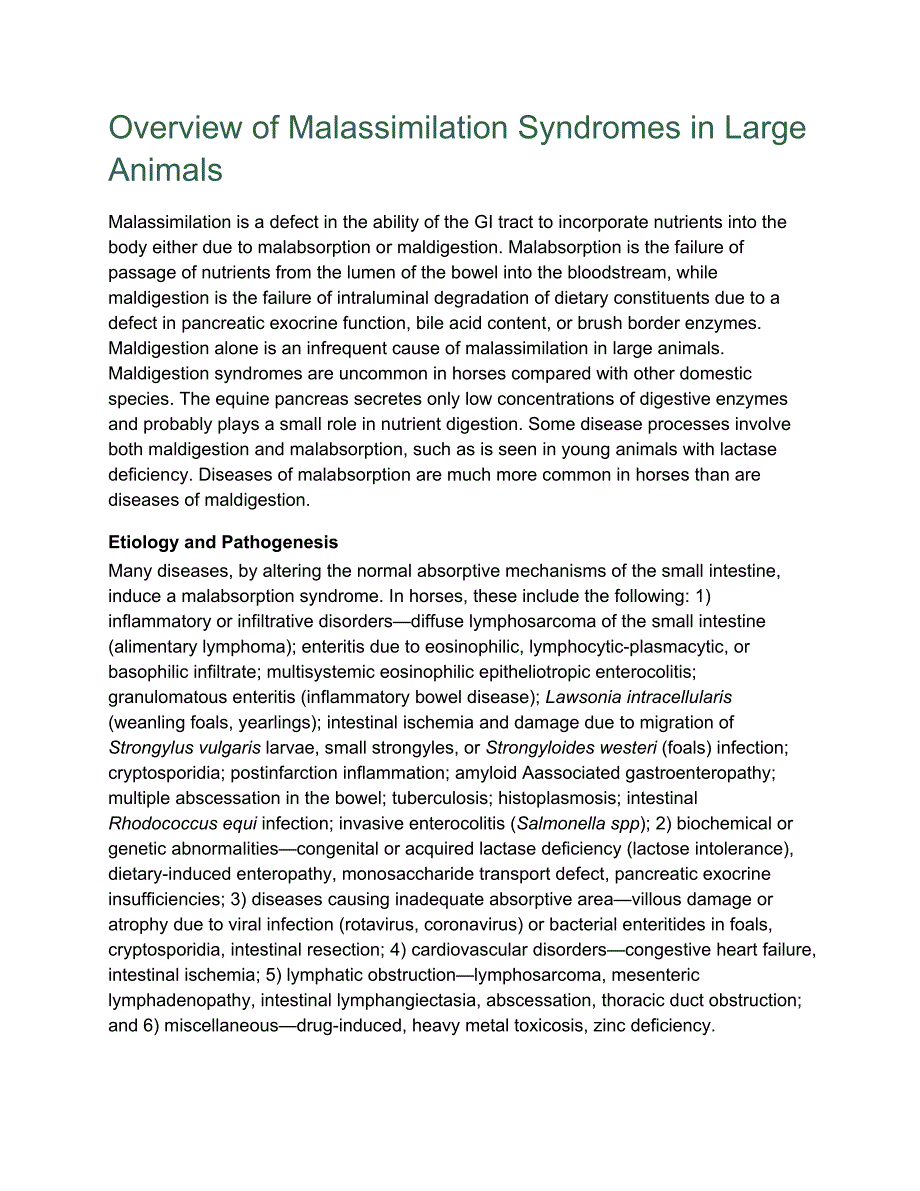 Overview of Malassimilation Syndromes in Large Animals_第1页