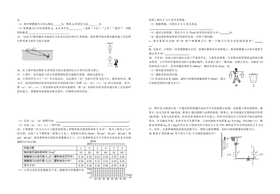 初二物理复习讲义-(力学综合Ⅱ)_第2页