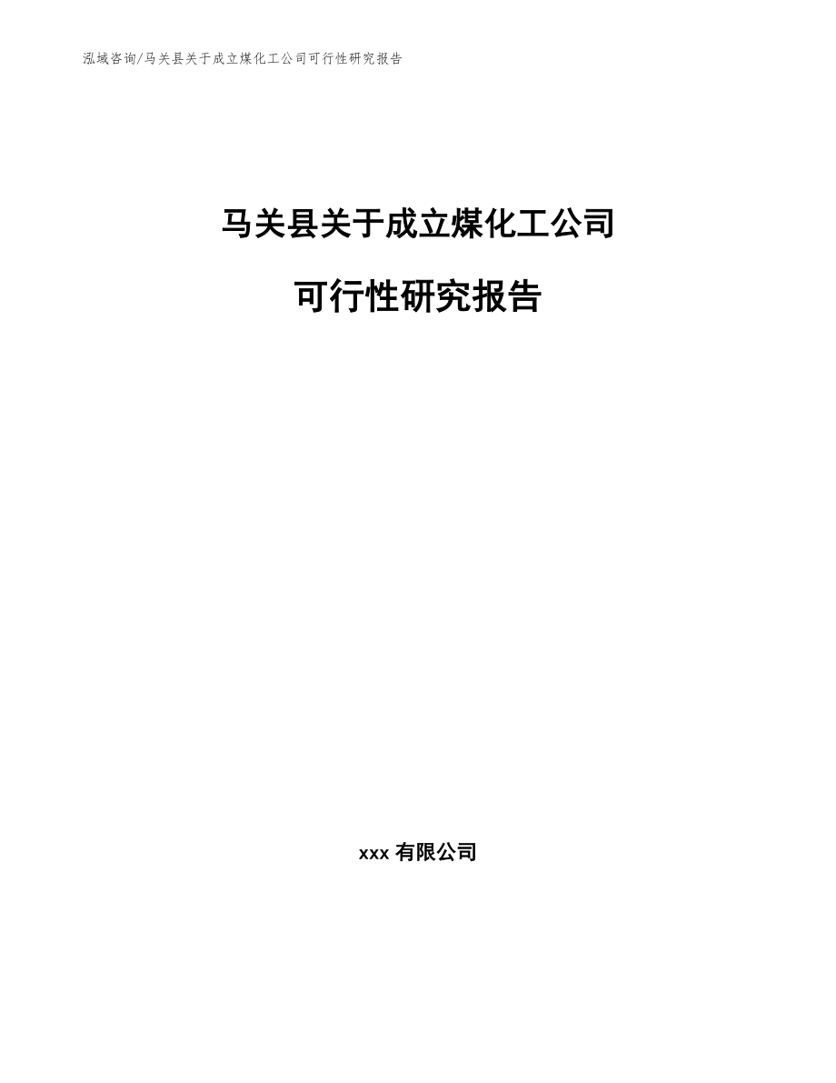 马关县关于成立煤化工公司可行性研究报告_参考范文_第1页