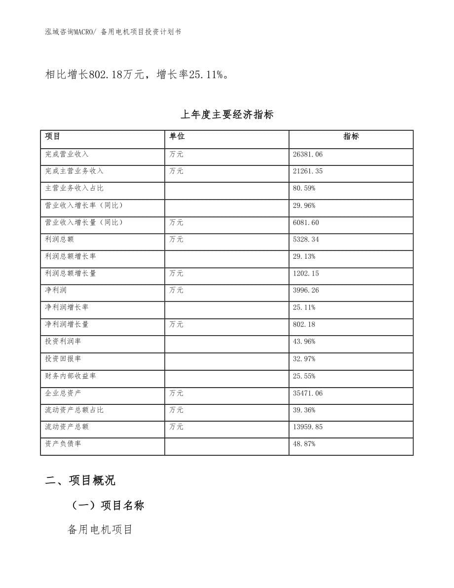 备用电机项目投资计划书_第5页