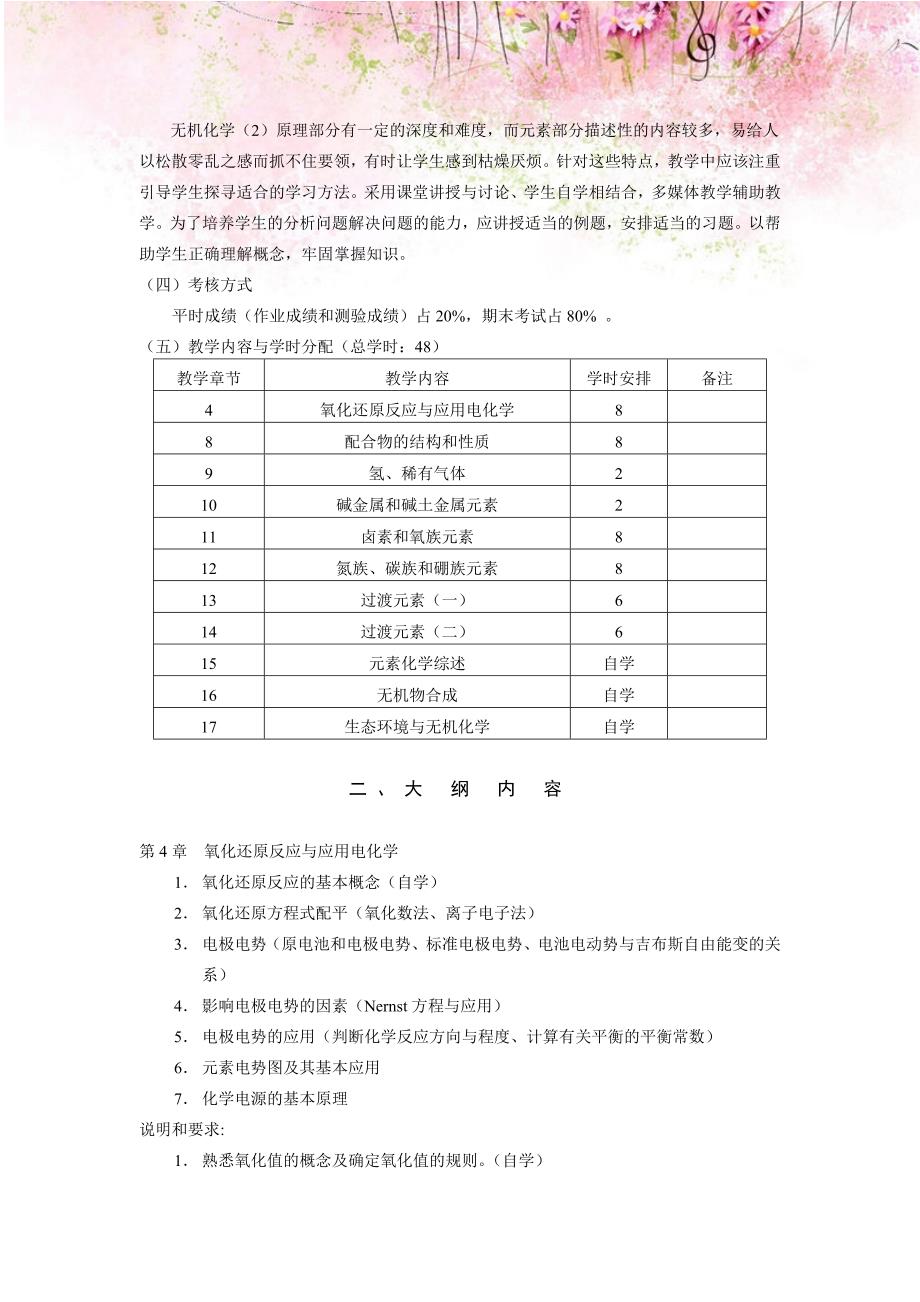 《无机化学》教学大纲_第2页