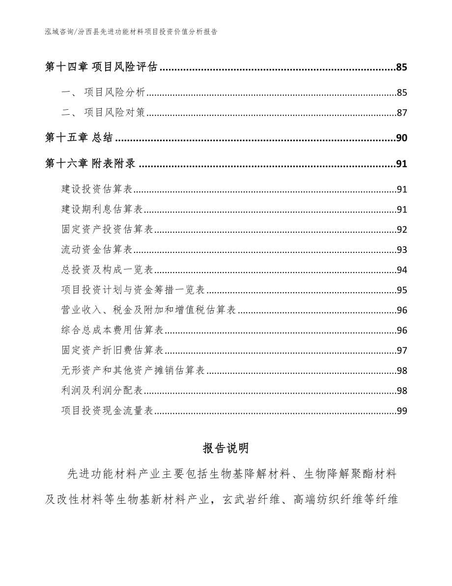 汾西县先进功能材料项目投资价值分析报告（参考范文）_第5页