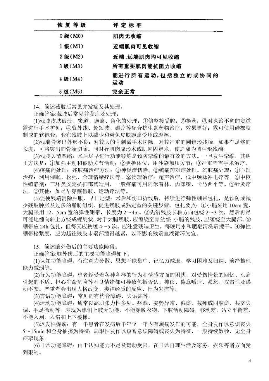 医学三基考试（康复科）模拟试题及答案（一）_第4页