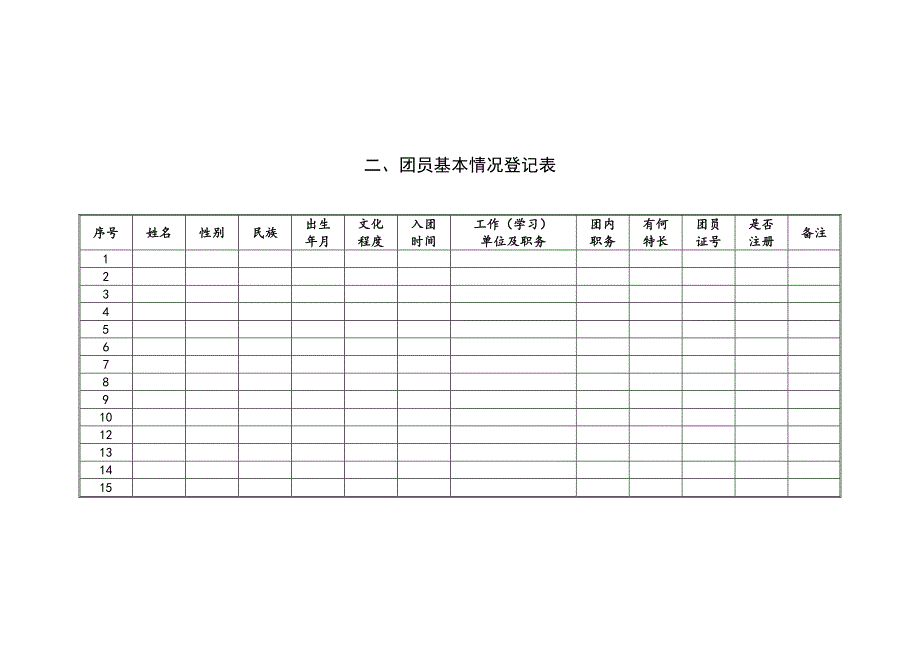 共青团台账汇编(含21个表格)_第4页