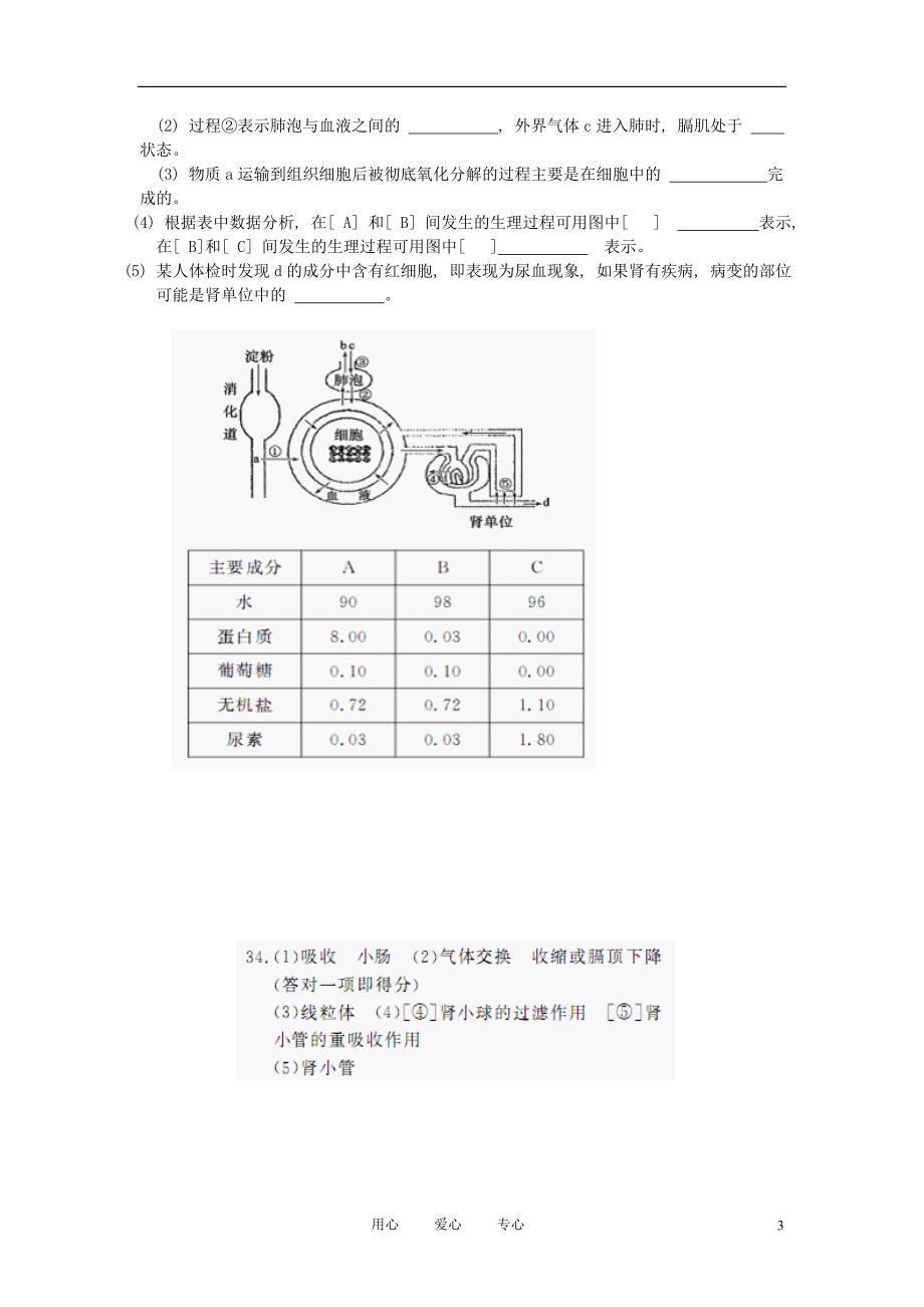 年中考生物靓题分考点汇编-—人体营养物质的运输-人教新课标版.doc_第3页