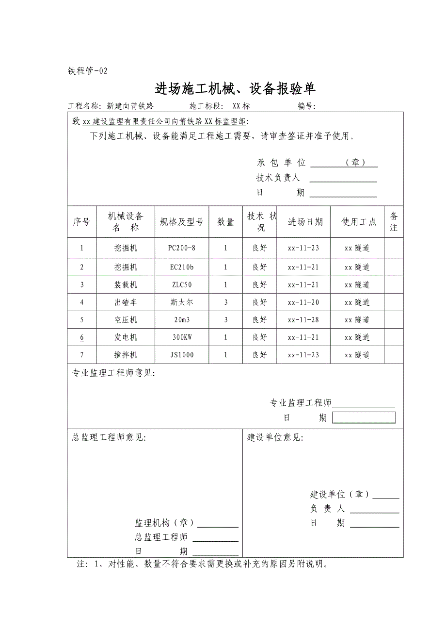 《施工组织设计》铁程管报审表（xx隧道新）新_第2页