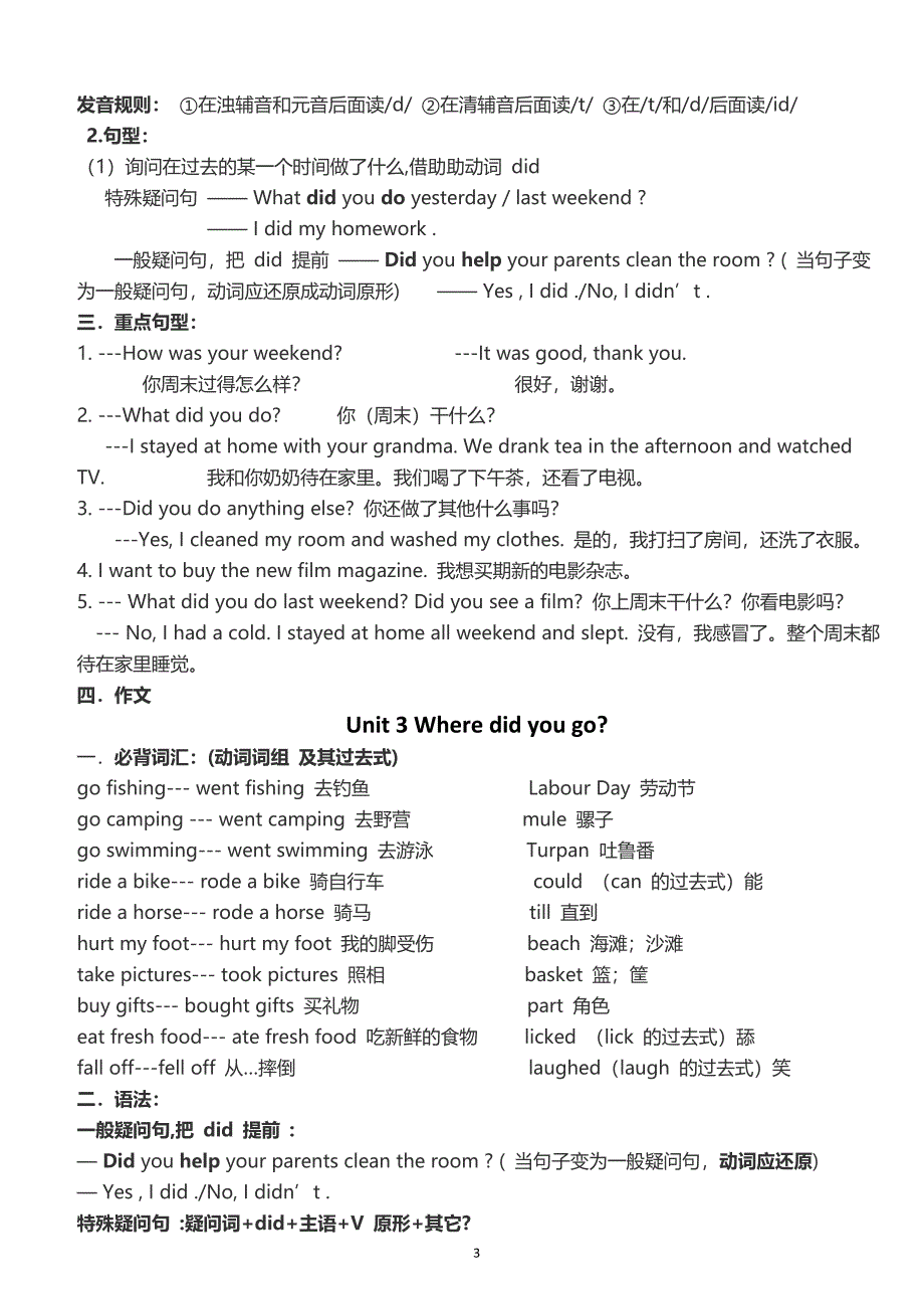 新人教版(PEP)小学英语六年级下册各单元知识点总结复习资料_第3页