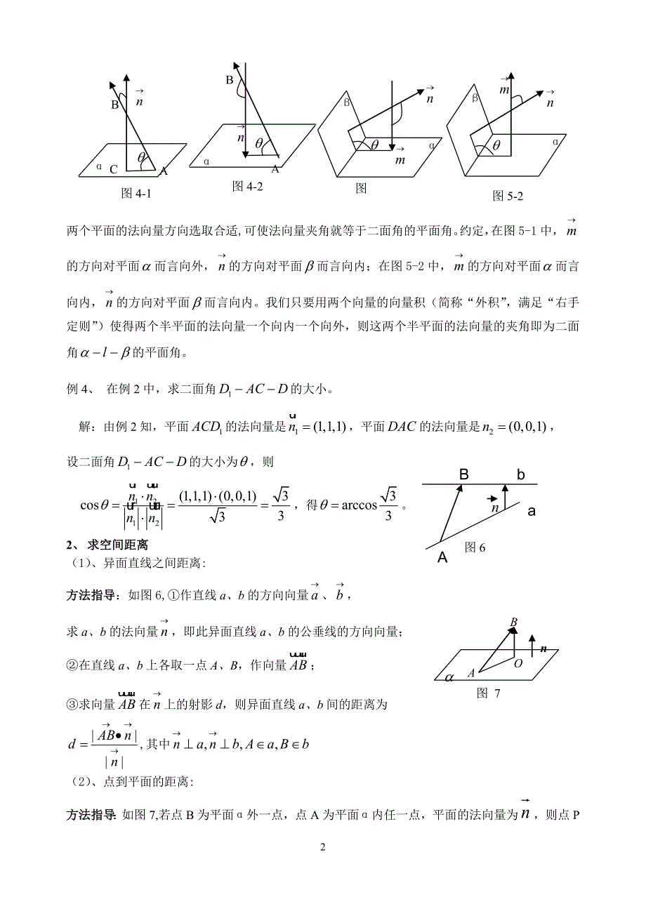 高中理科数学空间向量方法总结家教专用_第2页