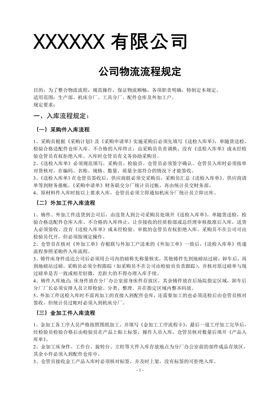 公司物流流程规定.doc_第1页