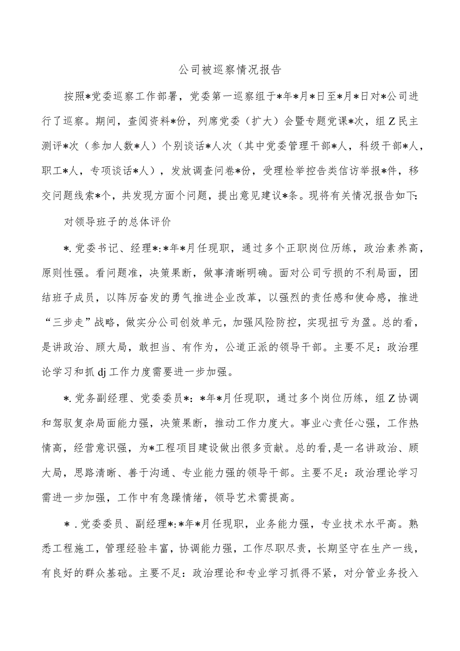 公司被巡察情况报告_第1页