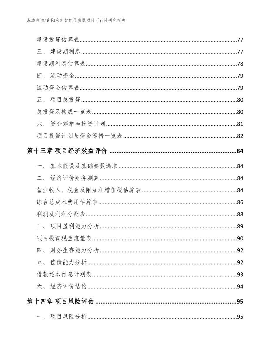 邵阳汽车智能传感器项目可行性研究报告_范文参考_第5页
