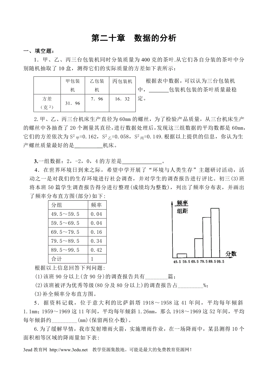中考数学数据的分析复习_第1页