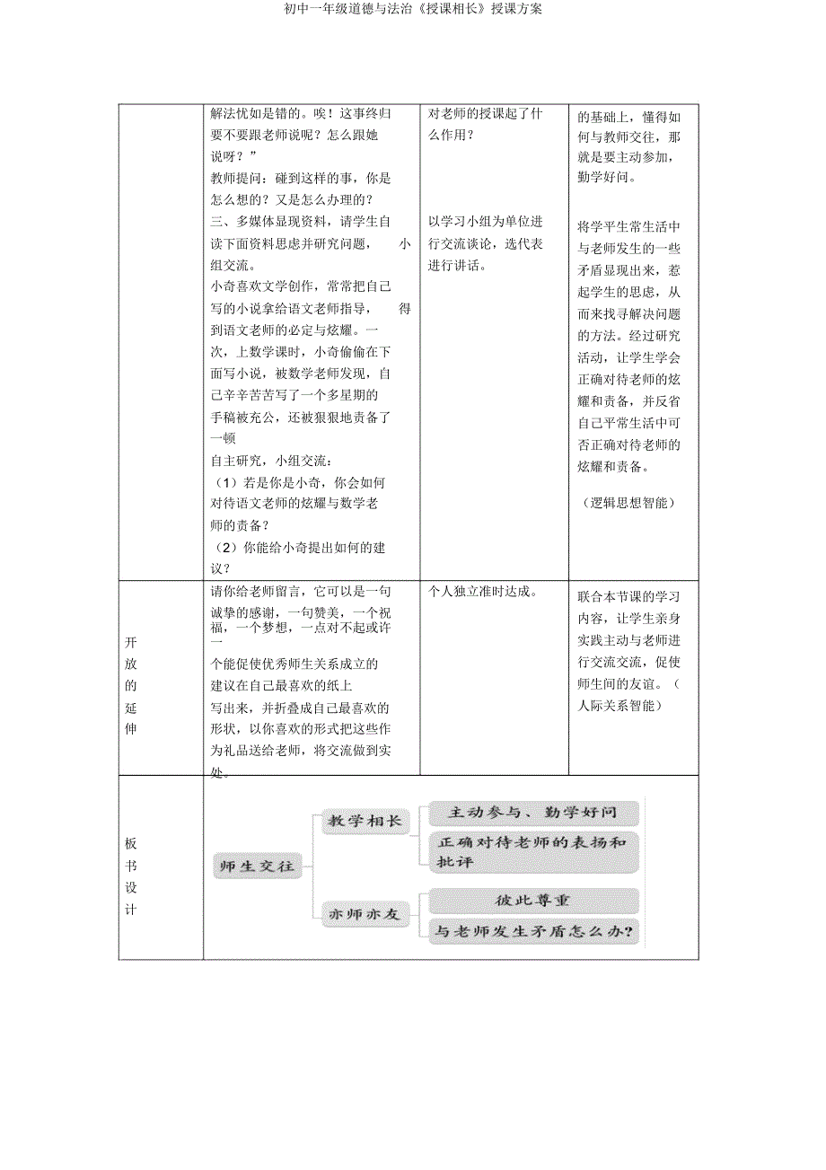 初中一年级道德与法治《教学相长》教学设计.doc_第2页