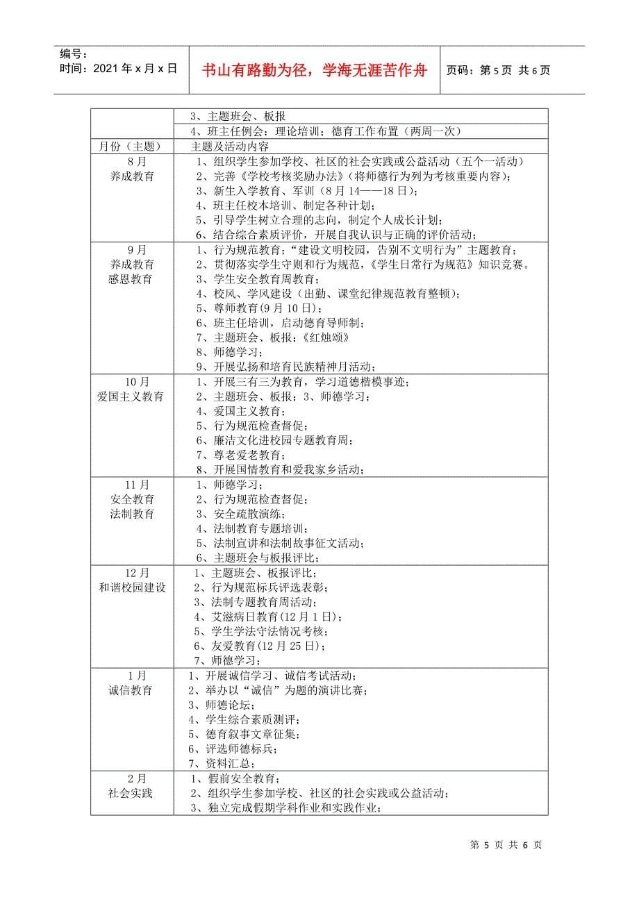 某某中学德育工作计划_第5页