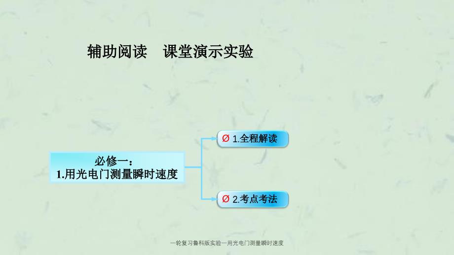 一轮复习鲁科版实验一用光电门测量瞬时速度课件_第1页