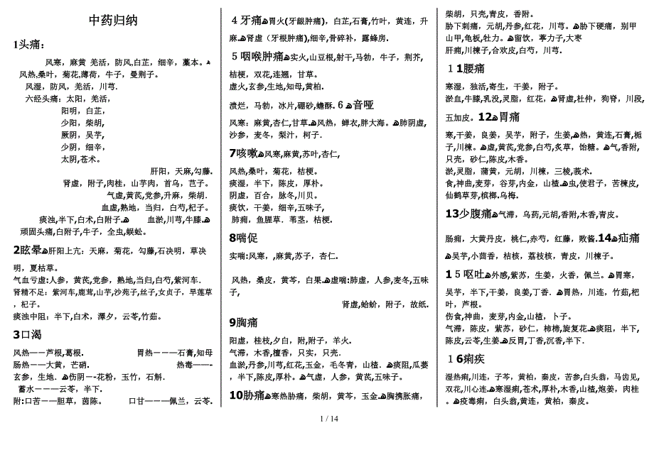 中药归纳(打印版)_第1页