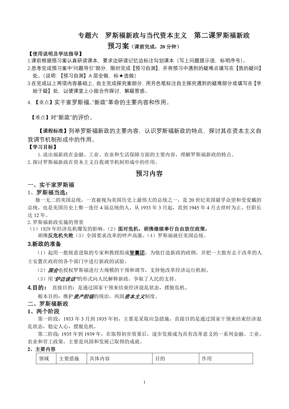 专题六罗斯福新政与当代资本主义.doc_第1页
