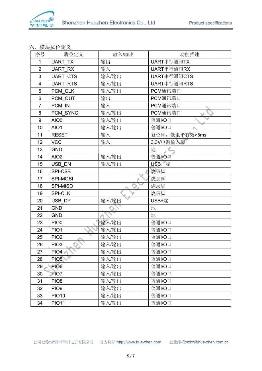 HC-1804 蓝牙数据模块规格书_第5页