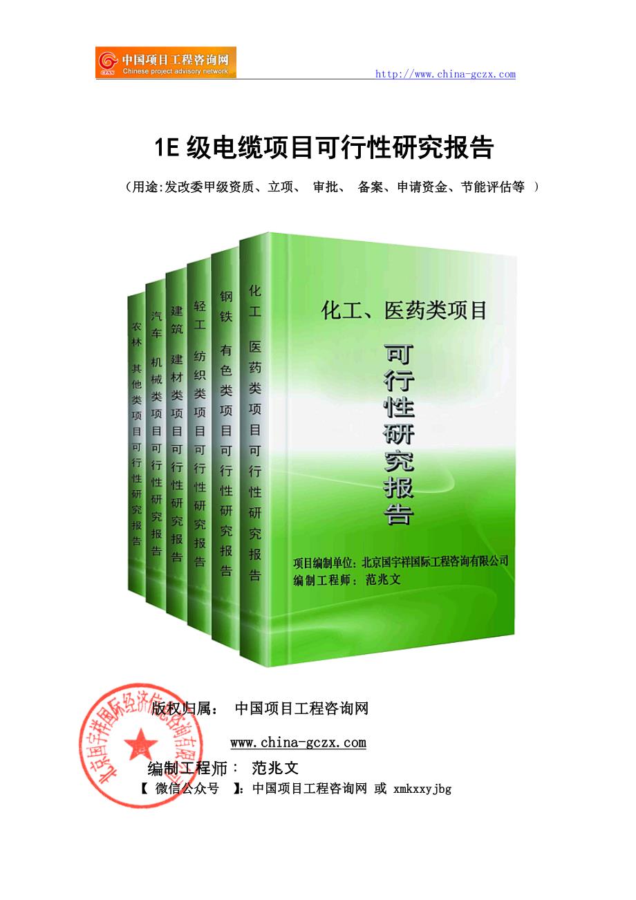 1E级电缆项目可行性研究报告（申请报告）_第1页