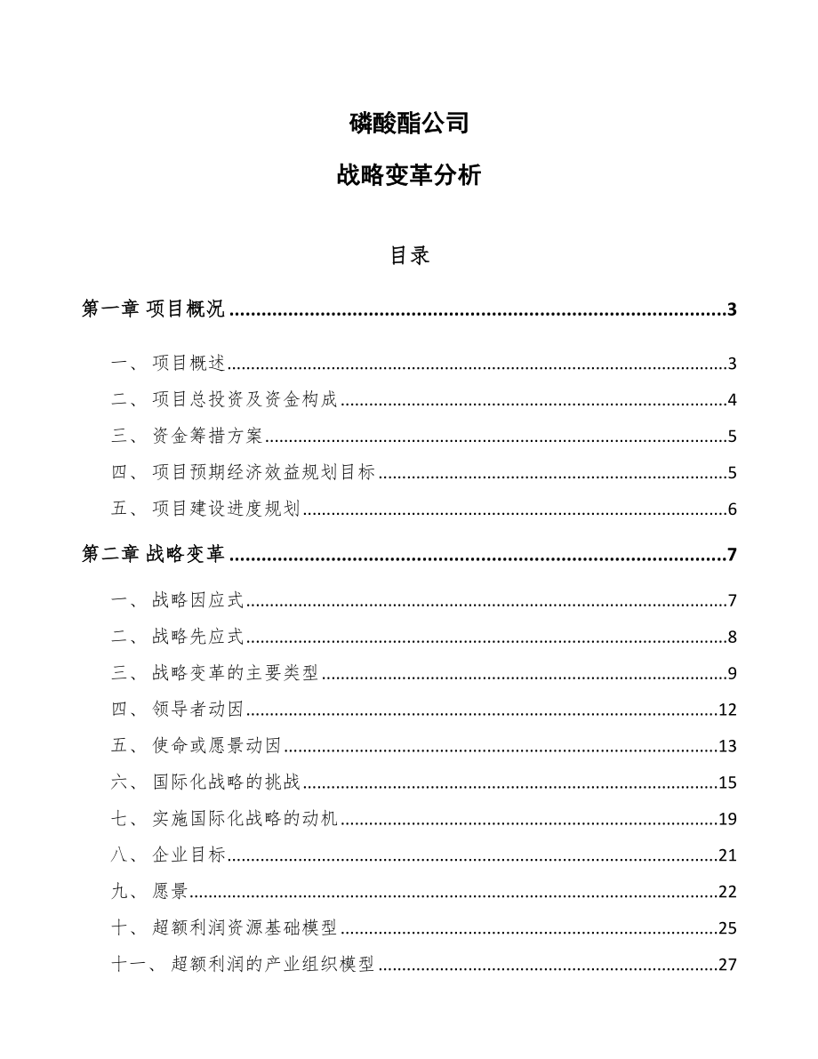 磷酸酯公司战略变革分析（范文）_第1页