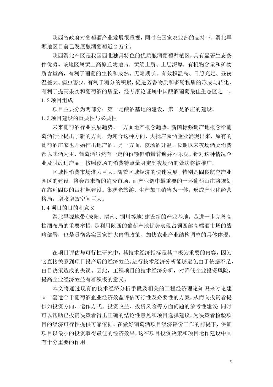 年产300吨葡萄酒酒酒庄项目可行性研究报告.doc_第5页