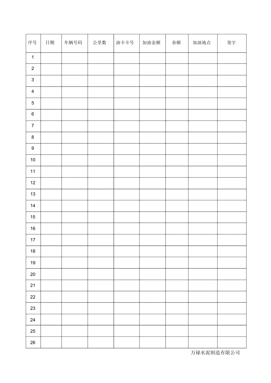 加油卡领用登记表_第1页