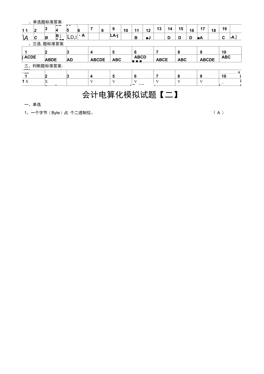 会计电算化模拟试题针对化训练_第4页