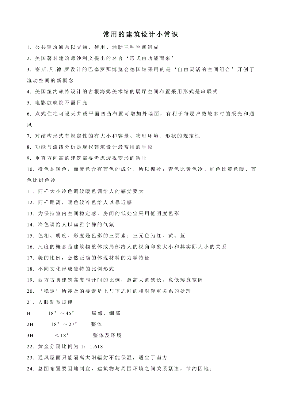 常用的建筑设计常识.doc_第1页
