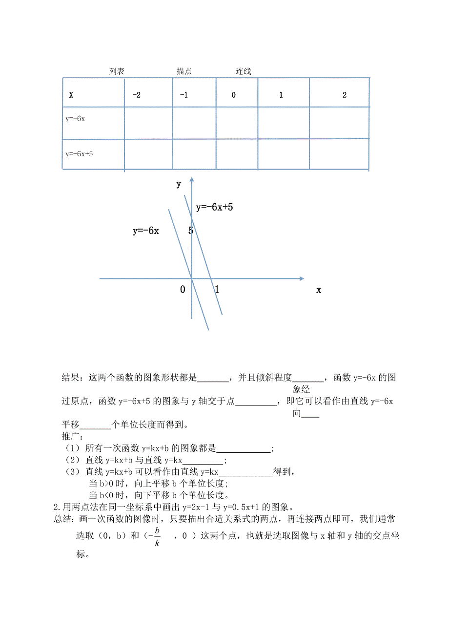 【名校精品】【沪科版】八年级上：12.2.2一次函数的图象和性质教案_第2页