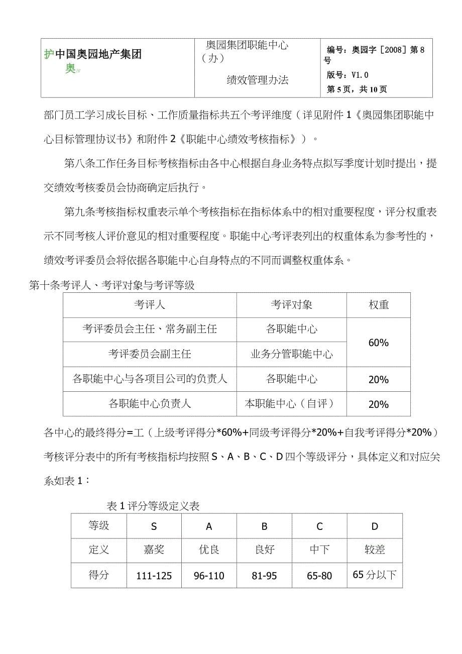 02奥园集团职能中心(办)绩效管理办法_第5页