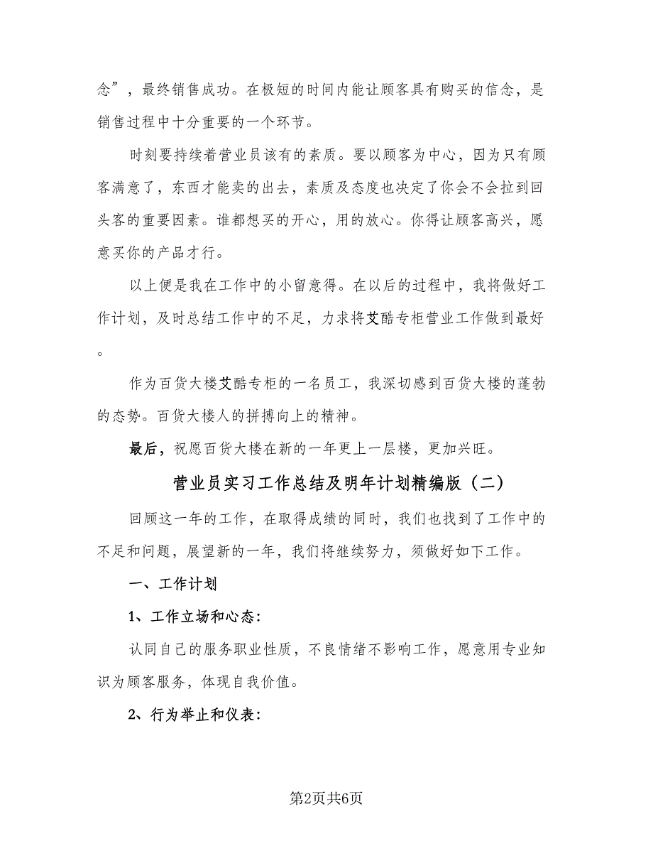 营业员实习工作总结及明年计划精编版（3篇）.doc_第2页