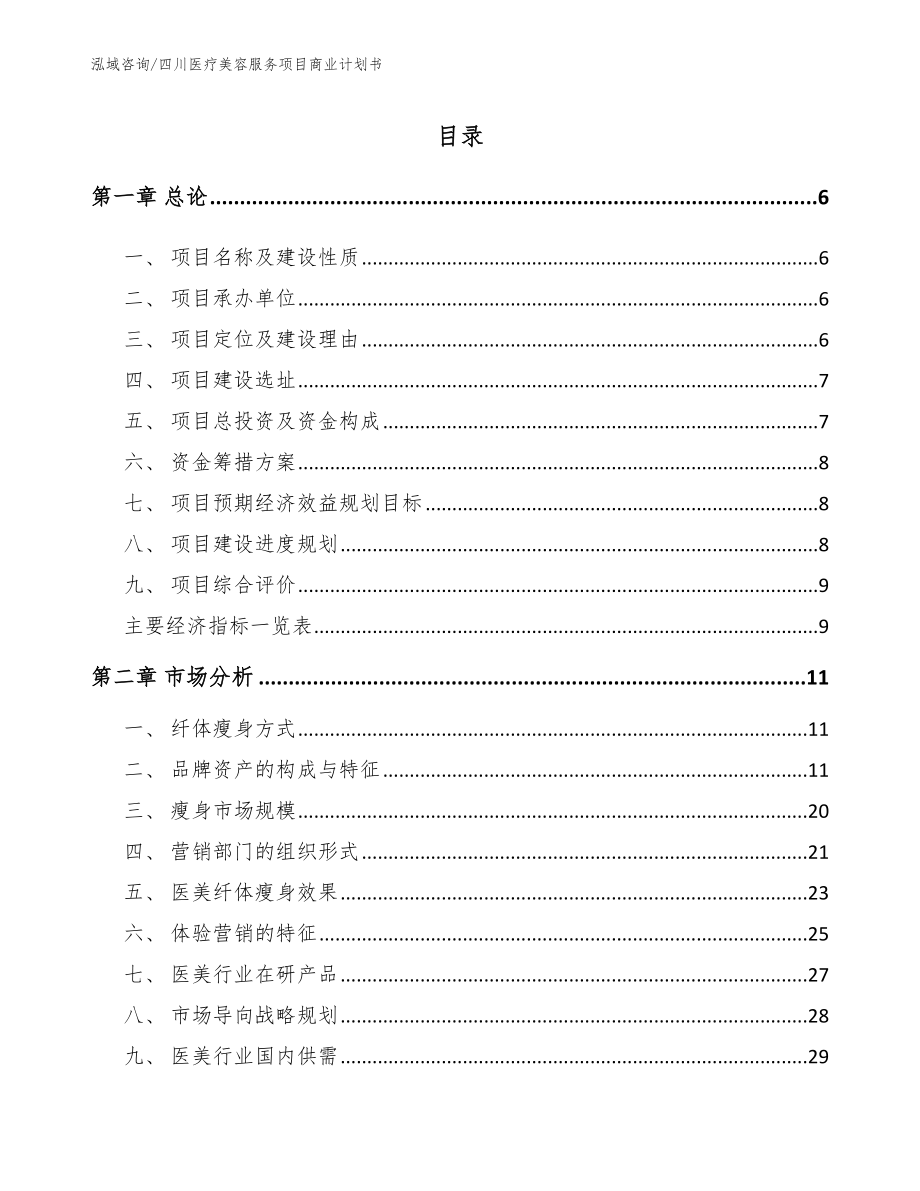 四川医疗美容服务项目商业计划书【模板范本】_第1页