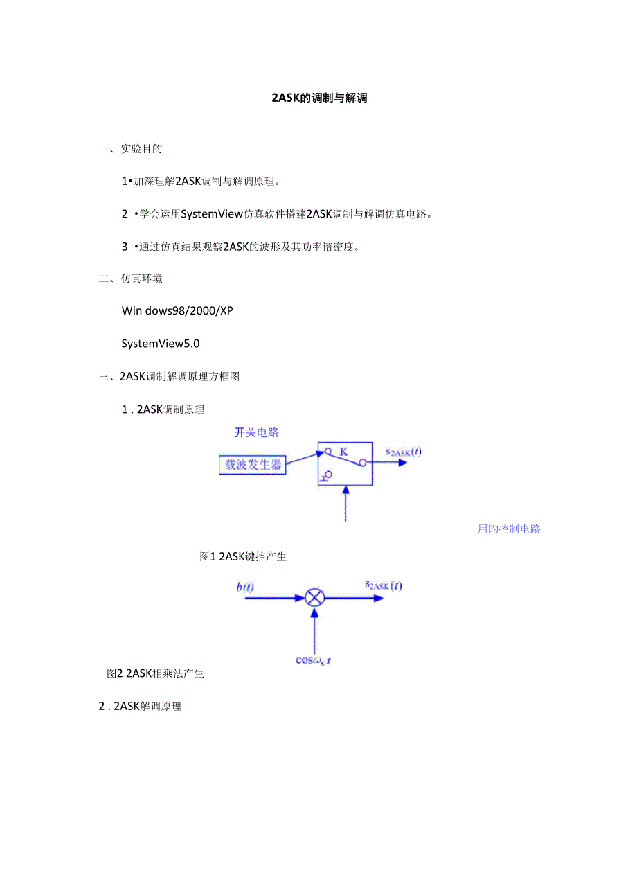 2ASK FSK PSK的调制与解调_第1页