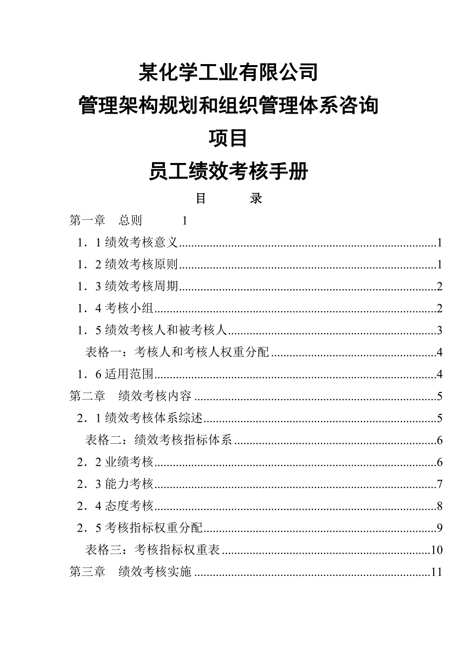 某化学工业有限公司员工绩效考核手册_第1页