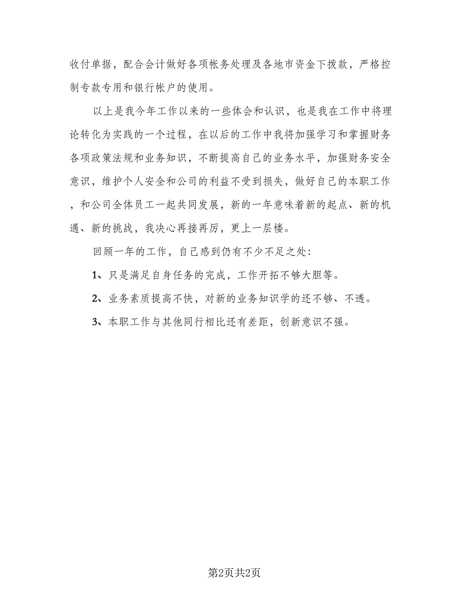 2023房地产出纳年终总结标准模板（一篇）.doc_第2页